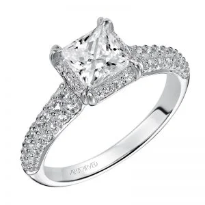 June' Princess Cut Diamond Halo Engagement Ring  - 31-V416ECW