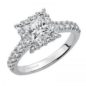 Yolanda' Princess Cut Diamond Engagement Ring  - 31-V438ECW