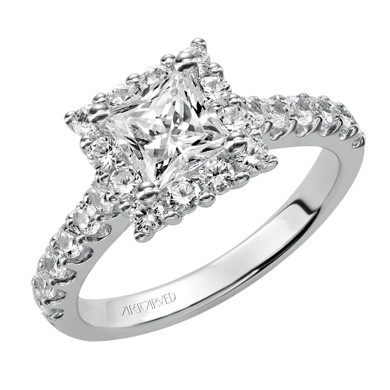 Yolanda' Princess Cut Diamond Engagement Ring  - 31-V438ECW