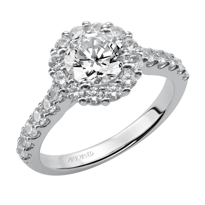 Yolanda' Diamond Halo Engagement Ring  - 31-V438ERW