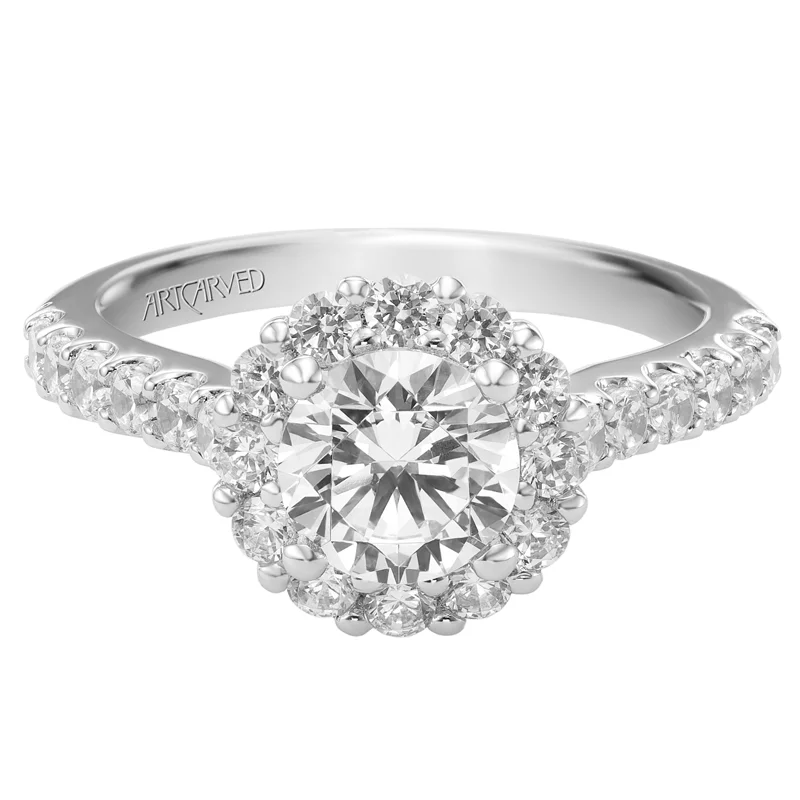 Yolanda' Diamond Halo Engagement Ring  - 31-V438ERW