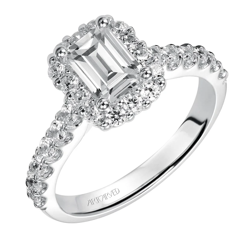 Genesis' Emerald Cut Diamond Halo Engagement Ring  - 31-V439EEW