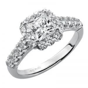 Jaime' Princess Cut Diamond Halo Engagement Ring  - 31-V440ECW