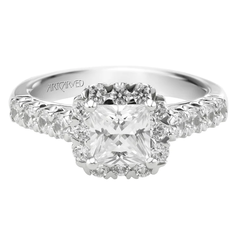 Jaime' Princess Cut Diamond Halo Engagement Ring  - 31-V440ECW
