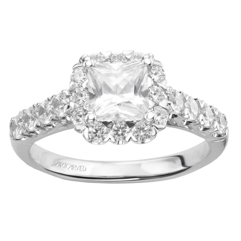 Jaime' Princess Cut Diamond Halo Engagement Ring  - 31-V440ECW