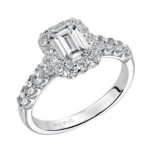 Gabby' Emerald Cut Diamond Halo Engagement Ring  - 31-V441EEW