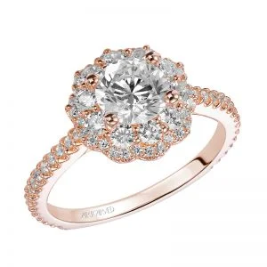 Priscilla' Double Halo Diamond Engagement Ring in Rose Gold - 31-V449ERR-E.00