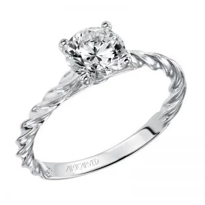 Joanna' Solitaire Diamond Engagement Ring Featuring Delicate Rope Design  - 31-V460ERW-E.00