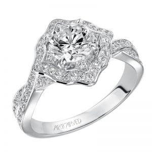Lucia' Contemporary Halo Engagement Ring  - 31-V477ERW-E.00