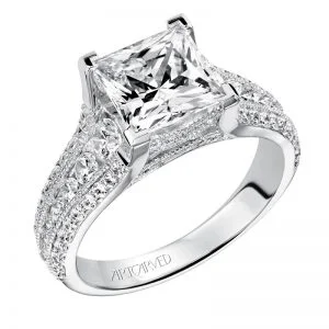 Artcarved 'Harper' Princess Cut Diamond Engagement Ring in 14K White Gold - 31-V504HCW