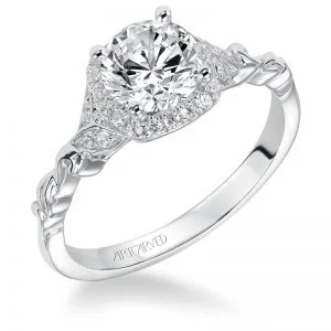 Yvette' Diamond Prong Set Halo Engagement Ring  - 31-V525ERW-E.00