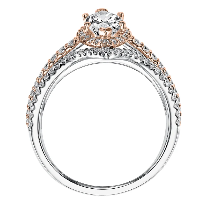 Dorsey' Two Tone Double Halo Engagement Ring  - 31-V549EMR-E.00