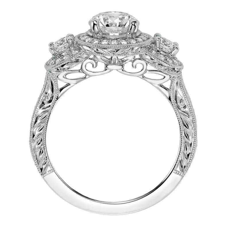Ophelia' Vintage Inspired Diamond Halo Engagement Ring  - 31-V553ERW-E.00