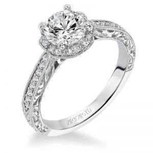 Althea' Vintage Inspired Diamond Floral Halo Engagement Ring  - 31-V554ERW-E.00