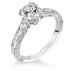 Philomena' Vintage Inspired Solitaire Double 4 Prong Set Diamond Engagement Ring  - 31-V556ERW-E.00