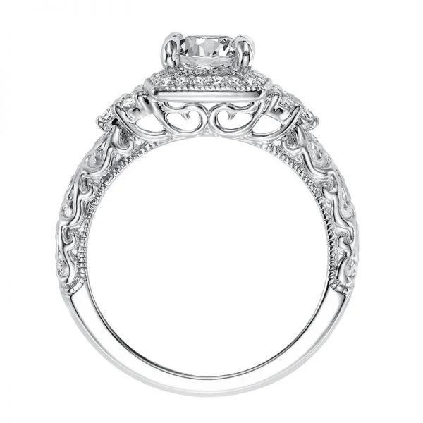 Alexandra' Vintage Inspired Diamond Cushion Halo Engagement Ring  - 31-V557FUW-E.00