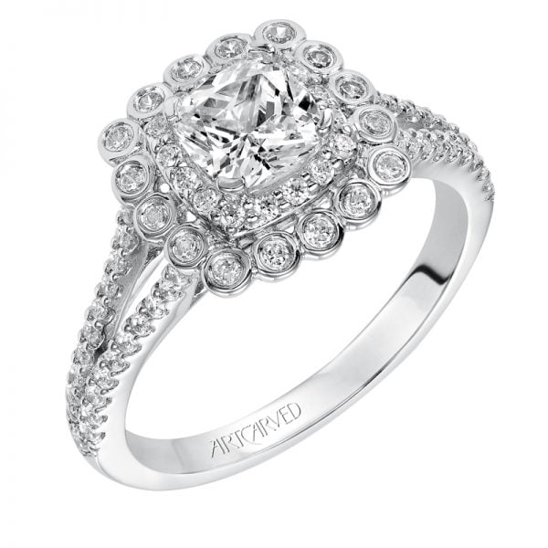 Ciana' Contemporary Prong and Bezel Set Double Halo Engagement Ring  - 31-V564EUW-E.00