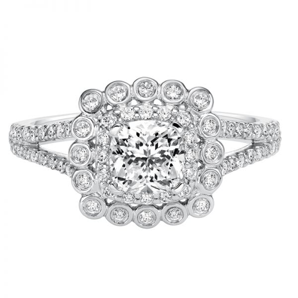 Ciana' Contemporary Prong and Bezel Set Double Halo Engagement Ring  - 31-V564EUW-E.00