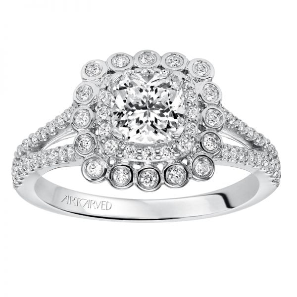 Ciana' Contemporary Prong and Bezel Set Double Halo Engagement Ring  - 31-V564EUW-E.00