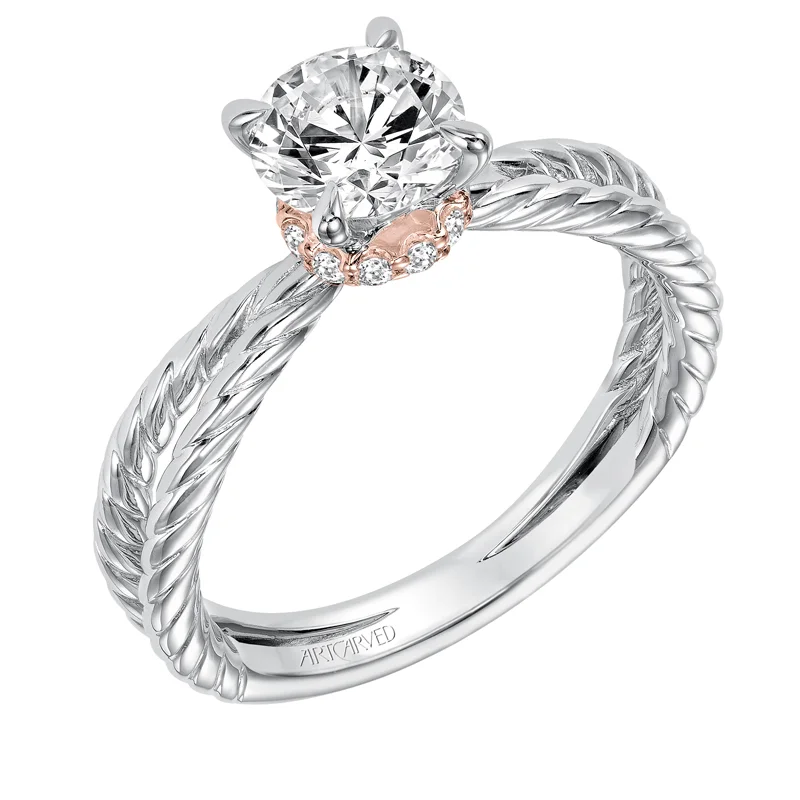 Caitlin' Classic Two Tone Solitaire Diamond Engagement Ring in White Gold  - 31-V569ERR-E.00