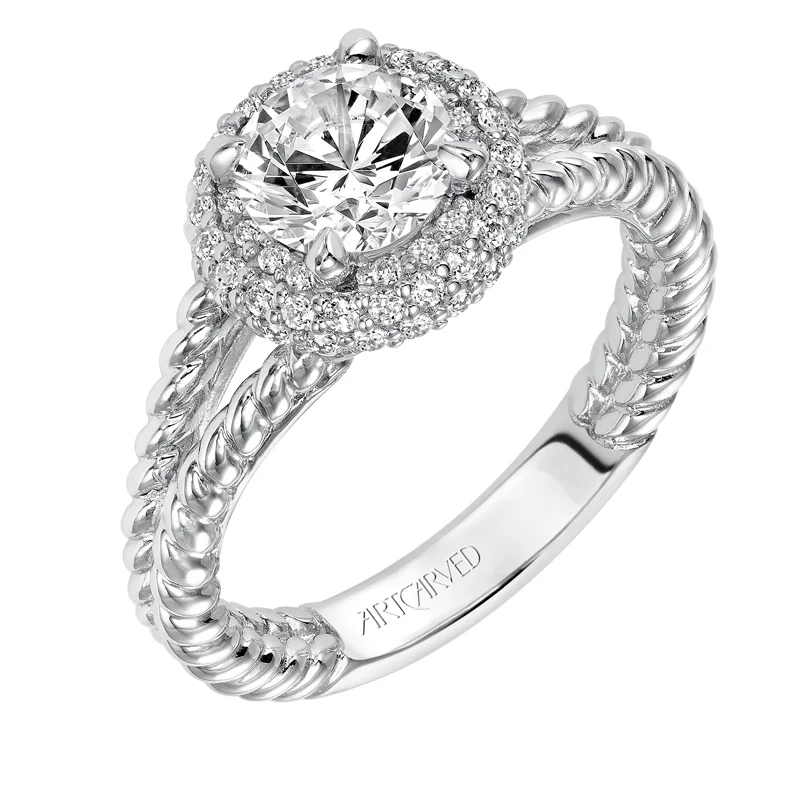Margo' Contemporary Classic Pave Halo Diamond Engagement Ring  - 31-V570ERW-E.00