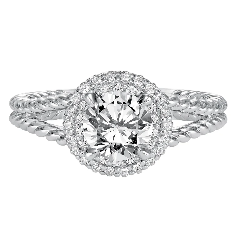 Margo' Contemporary Classic Pave Halo Diamond Engagement Ring  - 31-V570ERW-E.00
