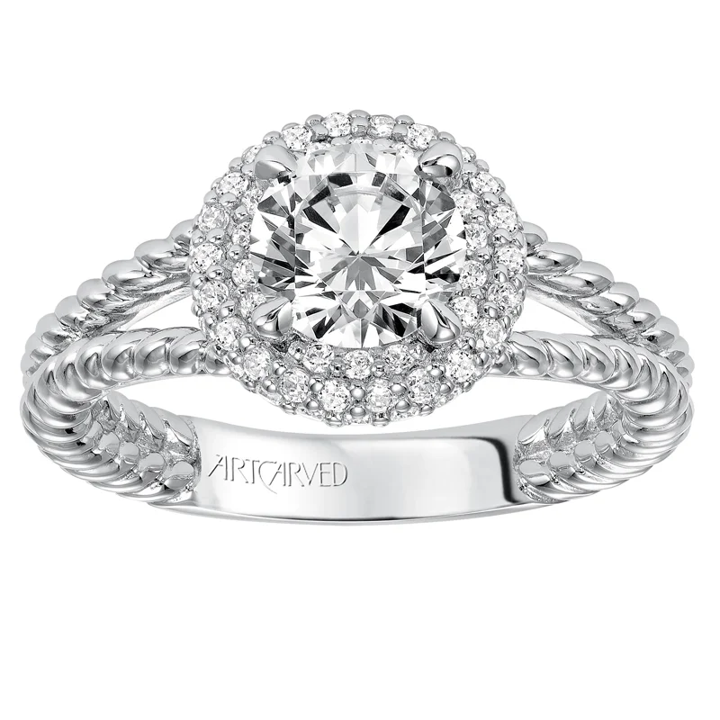 Margo' Contemporary Classic Pave Halo Diamond Engagement Ring  - 31-V570ERW-E.00