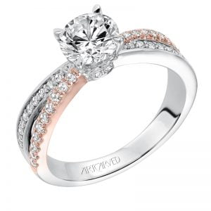 Mimi' Classic Two Tone Prong Set Diamond Engagement Ring in White Gold  - 31-V579ERR