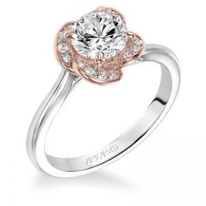 Josephina' Contemporary Two Tone Solitaire Diamond Engagement Ring in White Gold  - 31-V582ERR-E.00