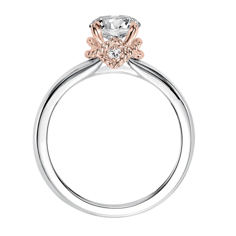 Clarice' Modern Classic Two-Tone Solitaire Diamond Engagement Ring in Rose Gold  - 31-V584ERR-E.00
