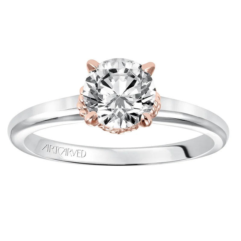 Clarice' Modern Classic Two-Tone Solitaire Diamond Engagement Ring in Rose Gold  - 31-V584ERR-E.00