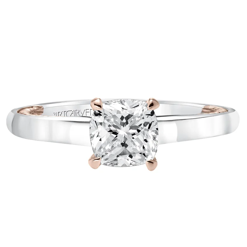 Cameron' Diamond Two Tone Solitaire with Surprise Diamonds and Rope Detail Engagement Ring - 31-V589FUR-E.00