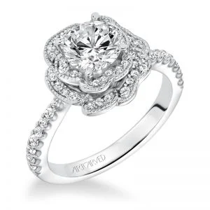 Sabrina' Contemporary Diamond Floral Halo Engagement Ring - 31-V599ERW-E.00