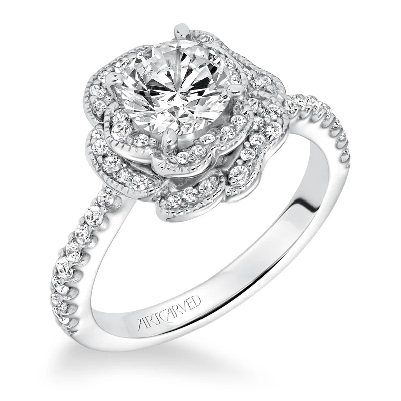Sabrina' Contemporary Diamond Floral Halo Engagement Ring - 31-V599ERW-E.00