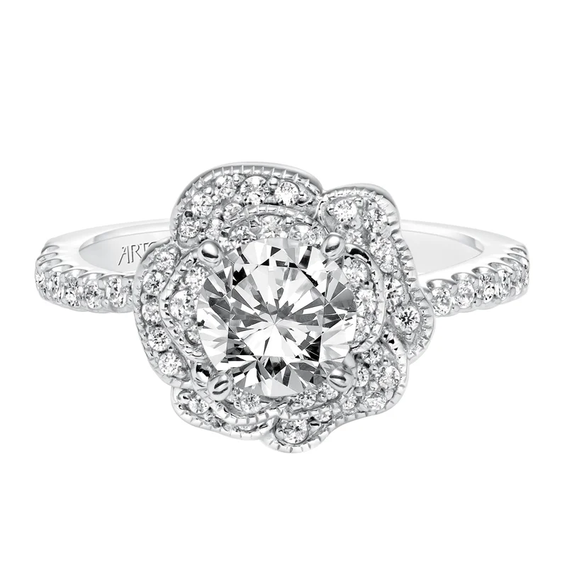 Sabrina' Contemporary Diamond Floral Halo Engagement Ring - 31-V599ERW-E.00