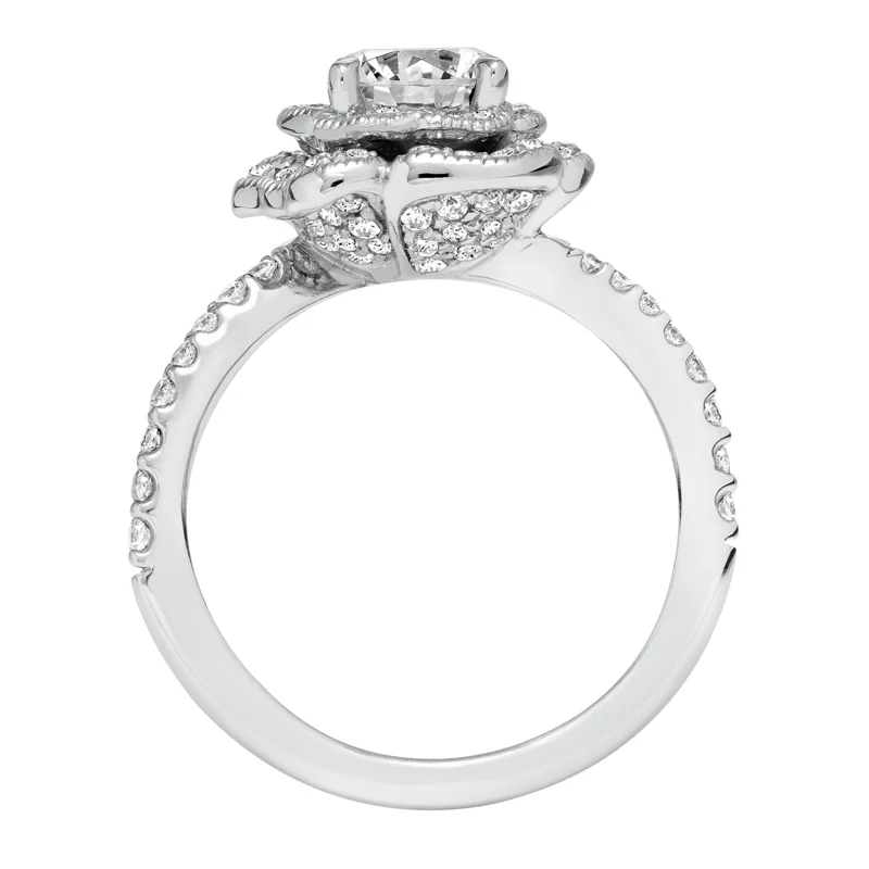 Sabrina' Contemporary Diamond Floral Halo Engagement Ring - 31-V599ERW-E.00