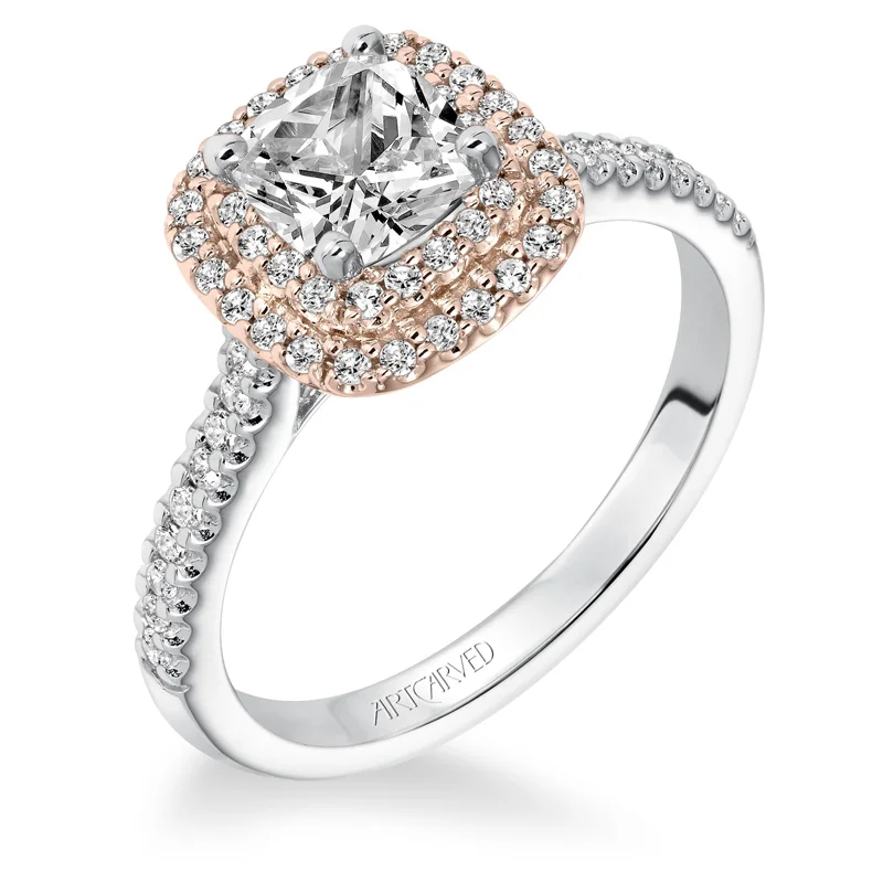 Avril' Double Halo Diamond Engagement Ring  - 31-V608EUR
