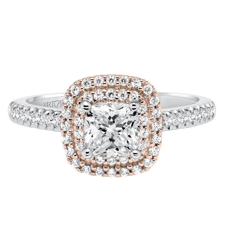 Avril' Double Halo Diamond Engagement Ring  - 31-V608EUR