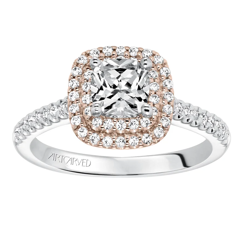 Avril' Double Halo Diamond Engagement Ring  - 31-V608EUR