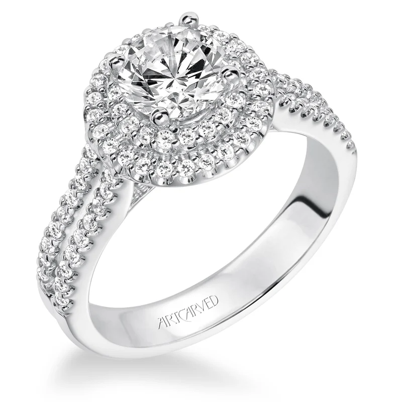 Kristen' Double Halo Diamond Engagement Ring  - 31-V609ERW