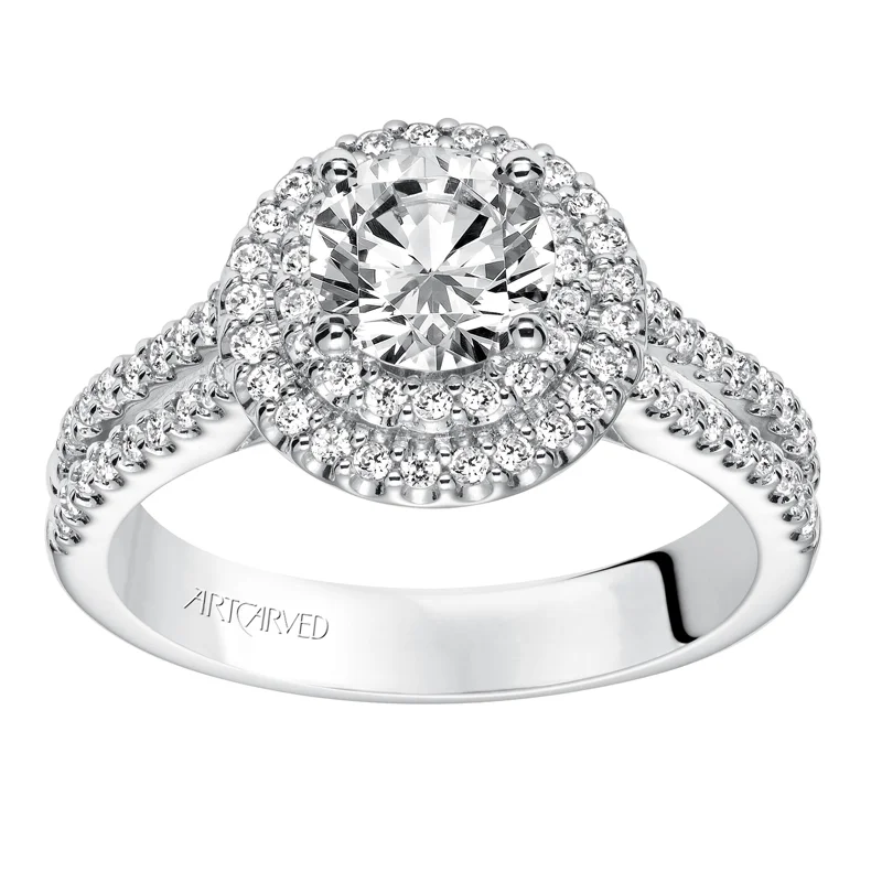 Kristen' Double Halo Diamond Engagement Ring  - 31-V609ERW