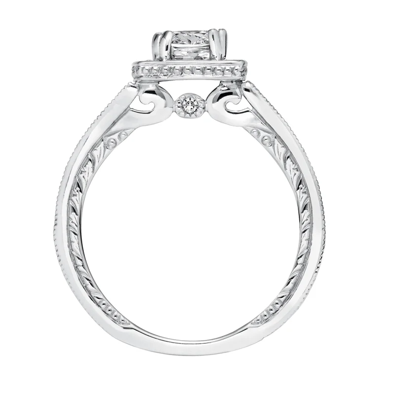 Millicent' Hand Engraved Diamond Halo Engagement Ring  - 31-V630EUW-E.00