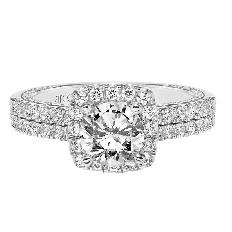 Eugenie' Halo Hand Engraved Diamond Engagement Ring  - 31-V631ERW-E.00