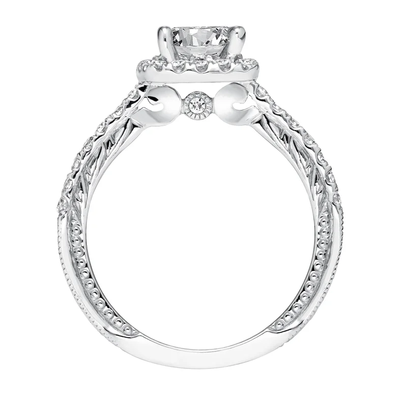 Eugenie' Halo Hand Engraved Diamond Engagement Ring  - 31-V631ERW-E.00