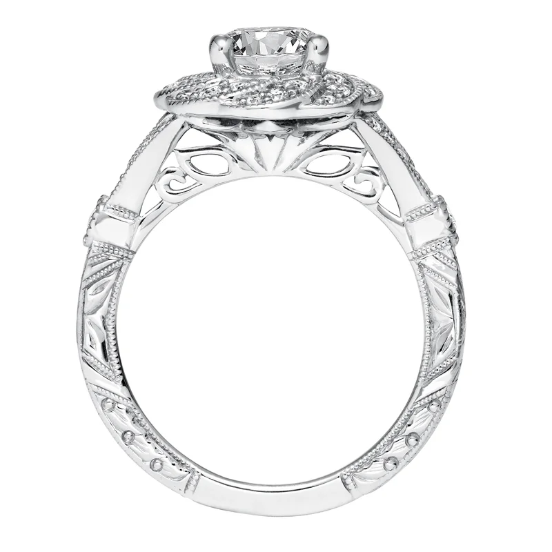Matilda' Halo Hand Engraved Diamond Engagement Ring - 31-V636FRW-E.00