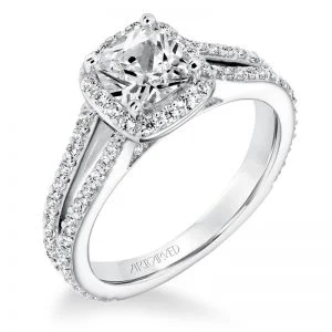 Evangeline' Classic Diamond Halo Engagement Ring  - 31-V646EUW