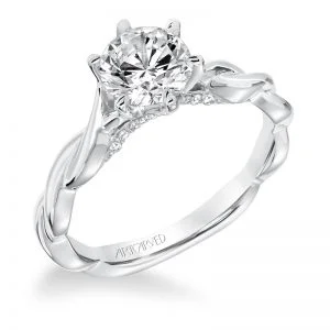 Tala' Diamond SolitaireTwisted Shank with Surprise Stones Engagement Ring - 31-V676ERW-E.00