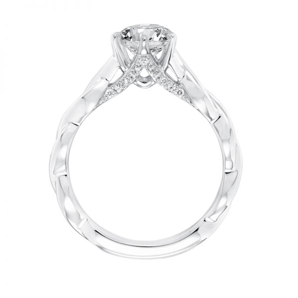 Tala' Diamond SolitaireTwisted Shank with Surprise Stones Engagement Ring - 31-V676ERW-E.00