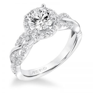 Charlene' Contemporary Diamond Halo Engagement Ring  - 31-V682ERW-E.00