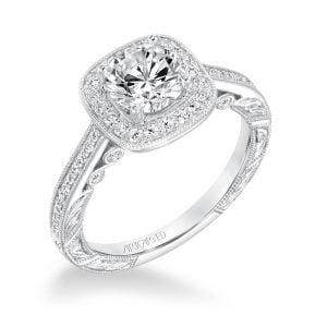 Elspeth' Vintage Halo Diamond Engagement Ring  - 31-V686ERW-E.00